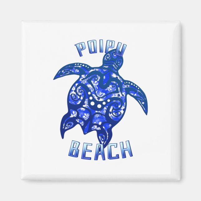 Poipu Beach Hawaii Vacation Tribal Turtle Magnet (Front)