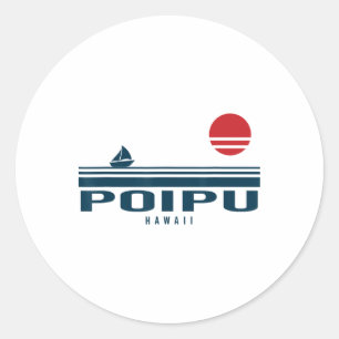 Poipu Hawaii Sunset Sailboat Sunrise Summer Ocean Classic Round Sticker