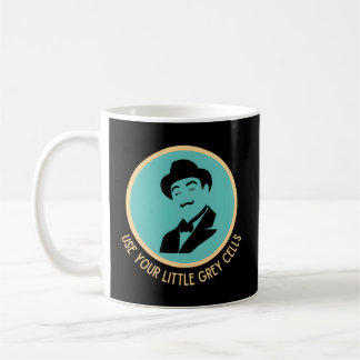 Poirot Use Your Little Grey Cells Moustache Blue Coffee Mug