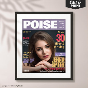 Poise Magazine Cover Template 30th Birthday Gift Poster
