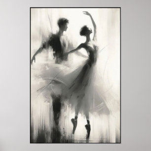 Poised Ballet Dancers in Harmony Abstract Poster