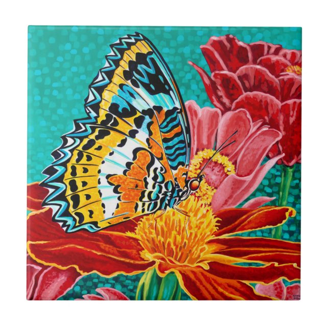 Poised Butterfly I Ceramic Tile (Front)