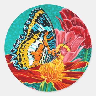 Poised Butterfly I Classic Round Sticker