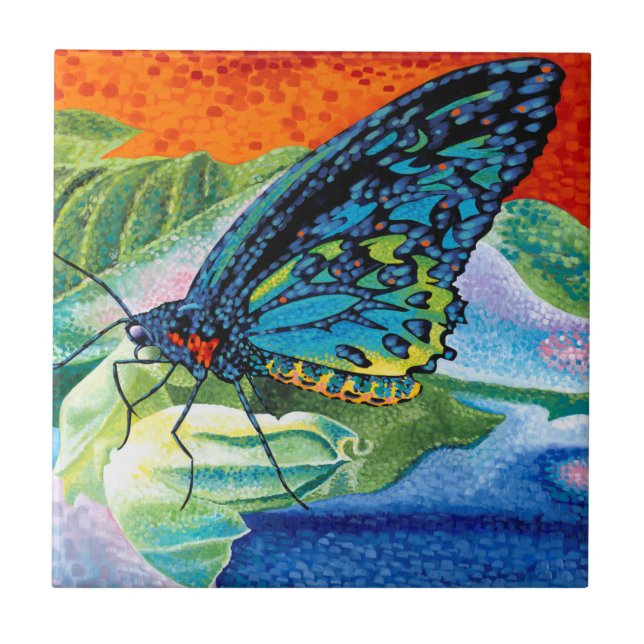 Poised Butterfly II Ceramic Tile (Front)