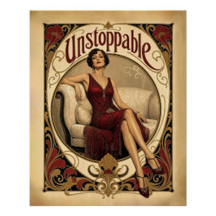 Poised Woman in Art Nouveau Style Poster
