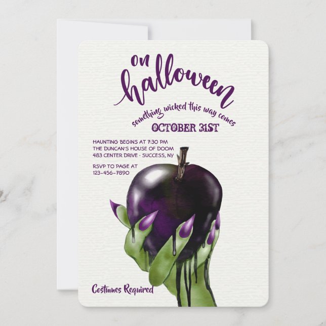 Poison Apple Halloween Invitation (Front)