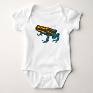 Poison dart frog cartoon illustration  baby bodysuit