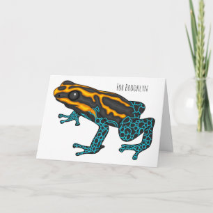Poison dart frog cartoon illustration card