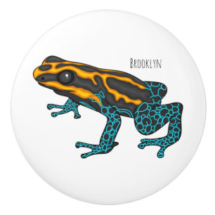 Poison dart frog cartoon illustration  ceramic knob