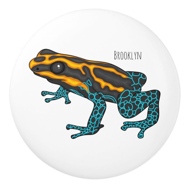 Poison dart frog cartoon illustration  ceramic knob (Front)