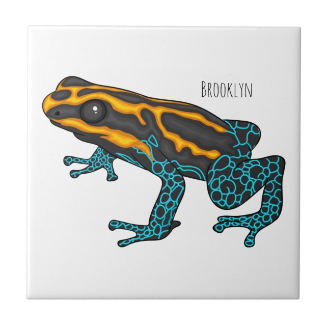 Poison dart frog cartoon illustration ceramic tile (Front)