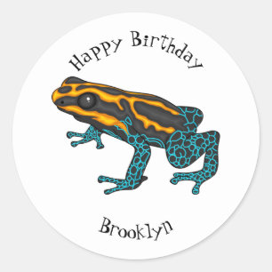 Poison dart frog cartoon illustration classic round sticker