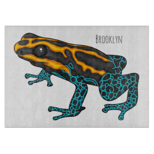 Poison dart frog cartoon illustration cutting board