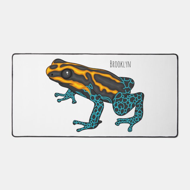 Poison dart frog cartoon illustration desk mat (Front)