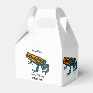 Poison dart frog cartoon illustration favour box