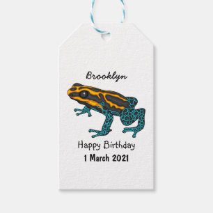 Poison dart frog cartoon illustration gift tags