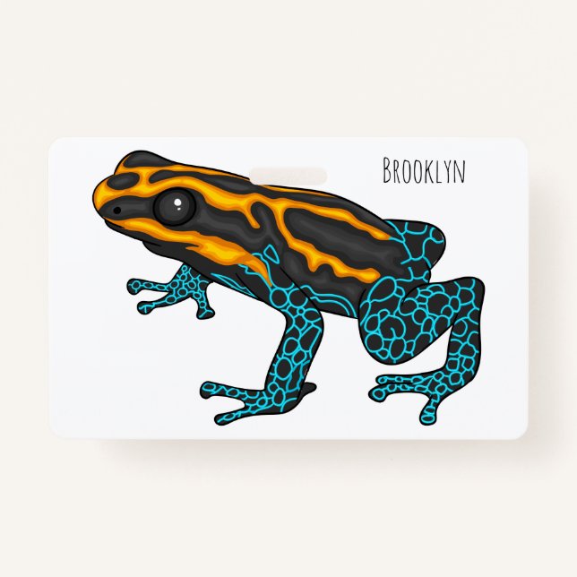Poison dart frog cartoon illustration  ID badge (Front)