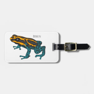 Poison dart frog cartoon illustration luggage tag