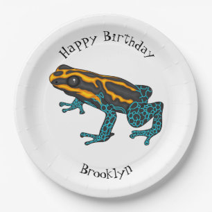 Poison dart frog cartoon illustration  paper plate