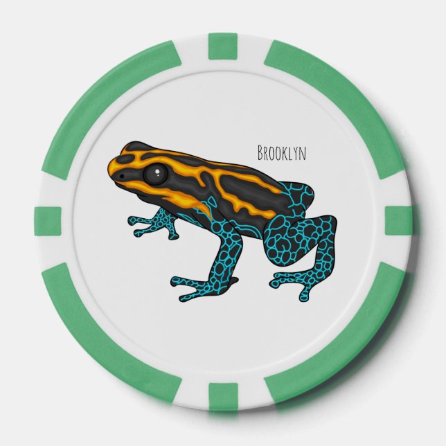 Poison dart frog cartoon illustration  poker chips (Front)