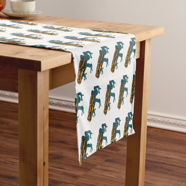 Poison dart frog cartoon illustration  short table runner (In Situ)