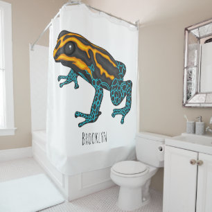 Poison dart frog cartoon illustration shower curtain