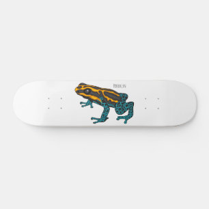 Poison dart frog cartoon illustration  skateboard