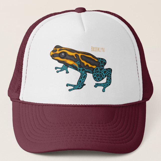 Poison dart frog cartoon illustration  trucker hat (Front)