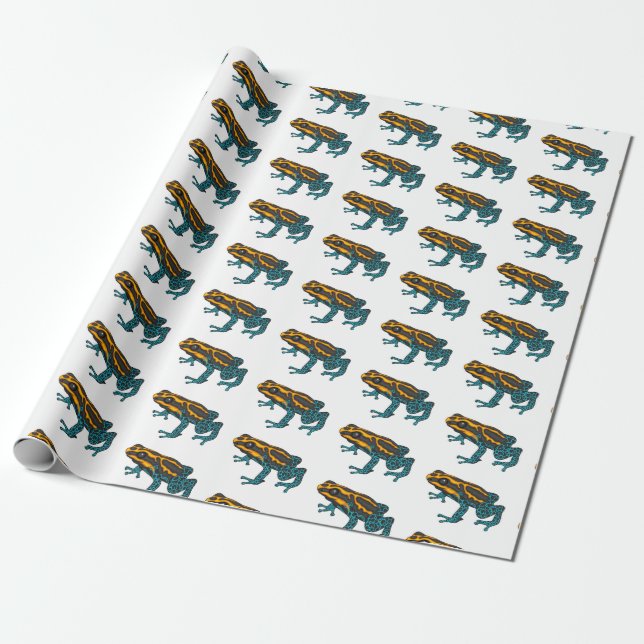 Poison dart frog cartoon illustration wrapping paper (Unrolled)