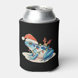 Poison Dart Frog Santa Hat Christmas Lights Xmas Can Cooler