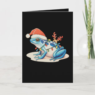 Poison Dart Frog Santa Hat Christmas Lights Xmas Card