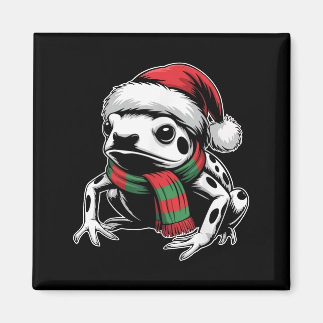Poison Dart Frog Xmas Santa Hat Scarf Christmas Co Magnet (Front)