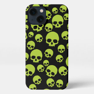 Poison Green Random Skulls Pattern iPhone 13 Case