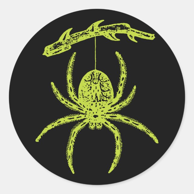 Poison Green Spider Classic Round Sticker (Front)