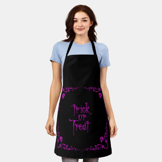 Poison Purple Trick or Treat  All-Over Print Apron (Worn)