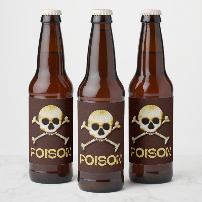 Poison Skull And Crossbones Design Beer Bottle Label (Bottles)