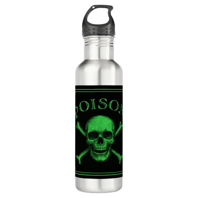 Poison Skull and Crossbones Halloween Design Print 710 Ml Water Bottle (Front)
