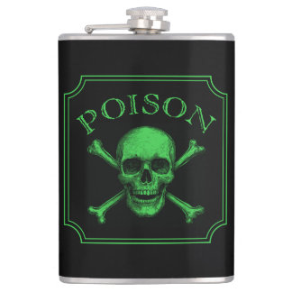 Poison Skull and Crossbones Halloween Design Print Hip Flask