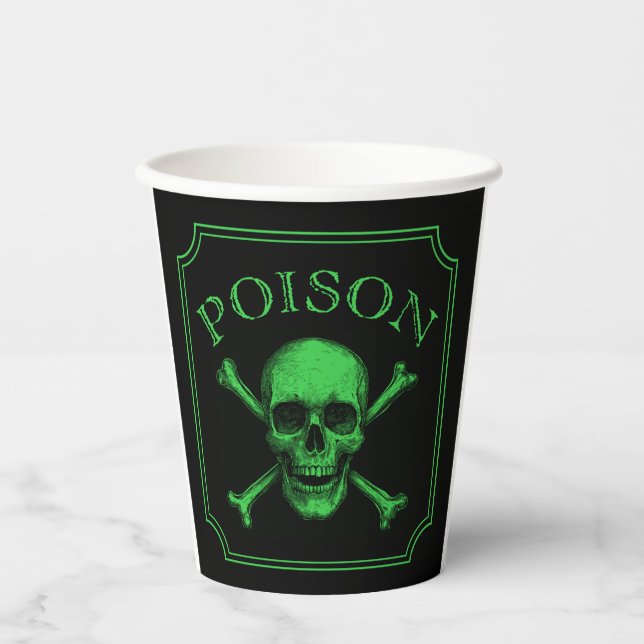 Poison Skull and Crossbones Halloween Design Print Paper Cups (Front)
