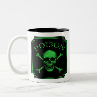 Poison Skull and Crossbones Halloween Design Print Two-Tone Coffee Mug