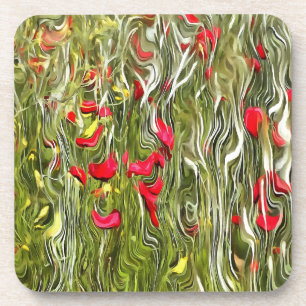 Poisoned Poppies Surrealistic Abstract Art Coaster