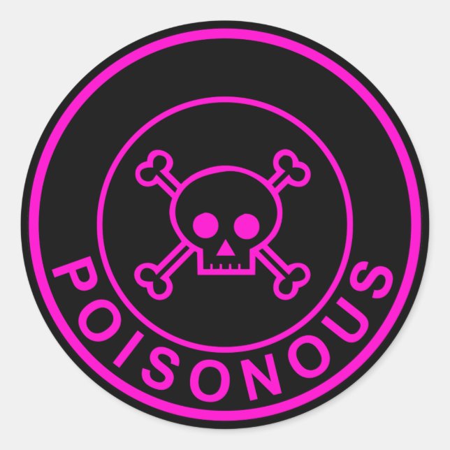 Poisonous pink black circle skull sticker (Front)