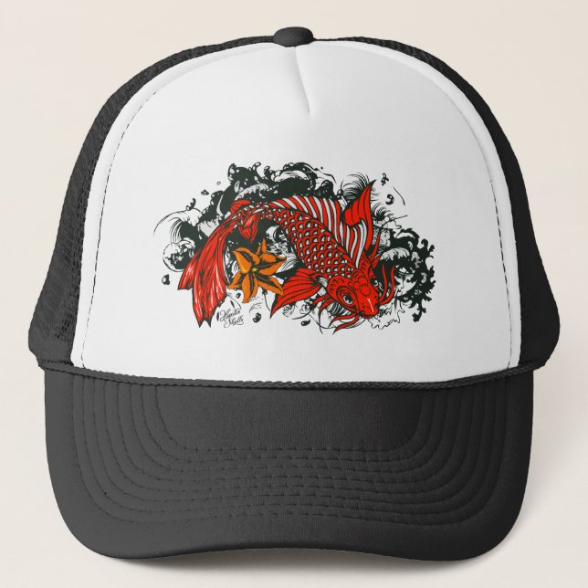 Poisson koi tattoo old school fish trucker hat (Front)