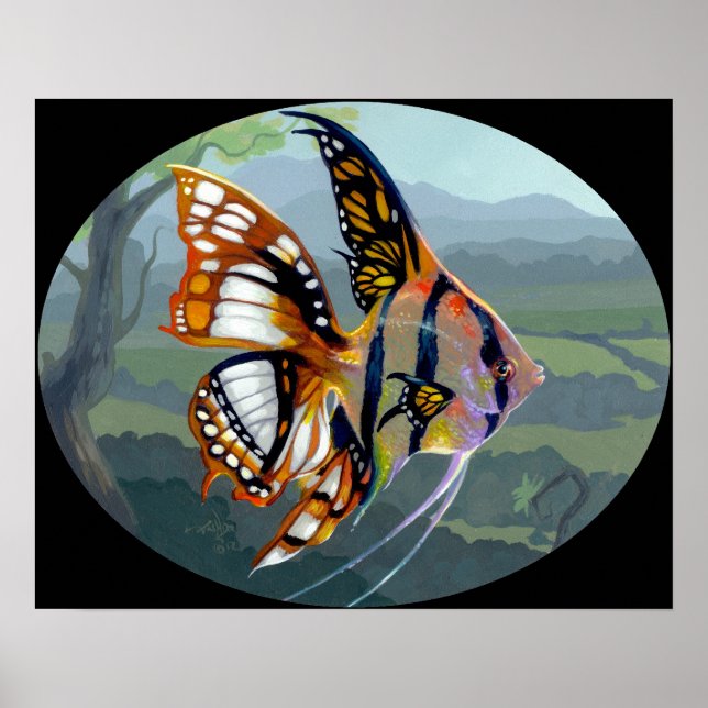 Poissons Volants:  Étude I ART PRINT  surreal fish (Front)