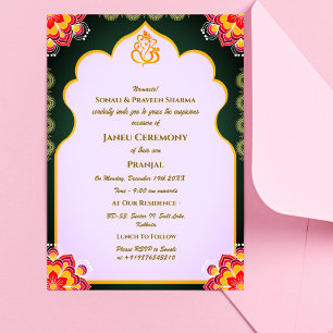 Poite Janeu Upanayanam Hindu Holy Thread Blue Gold Invitation