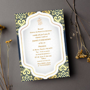 Poite Janeu Upanayanam Hindu Holy Thread Blue Gold Invitation