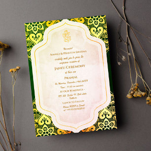 Poite Janeu Upanayanam Hindu Holy Thread Blue Gold Invitation