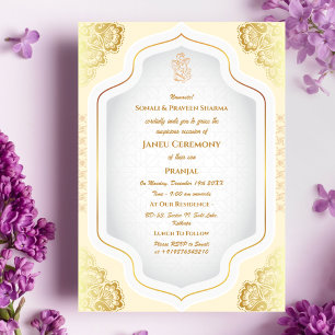 Poite Janeu Upanayanam Hindu Holy Thread Blue Gold Invitation