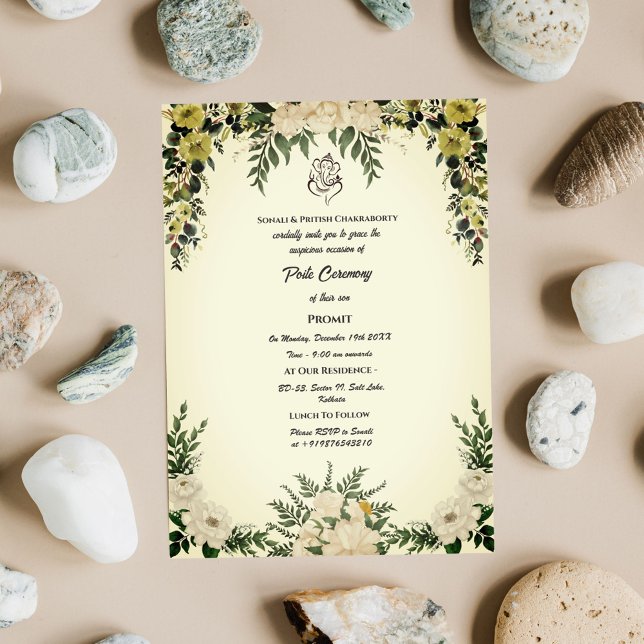 Poite Janeu Upanayanam Hindu Holy Thread Floral Invitation (Creator Uploaded)