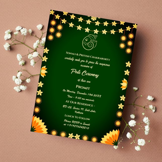 Poite Janeu Upanayanam Hindu Holy Thread Floral Invitation (Creator Uploaded)